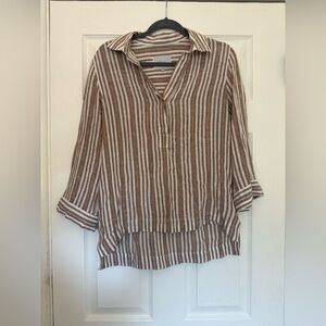 Rails Brown and White Striped A-Line Skirt